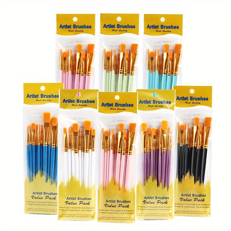 Professional 10pc Paint Brushes Set for Acrylic, Oil, Watercolor Painting - Cyprus