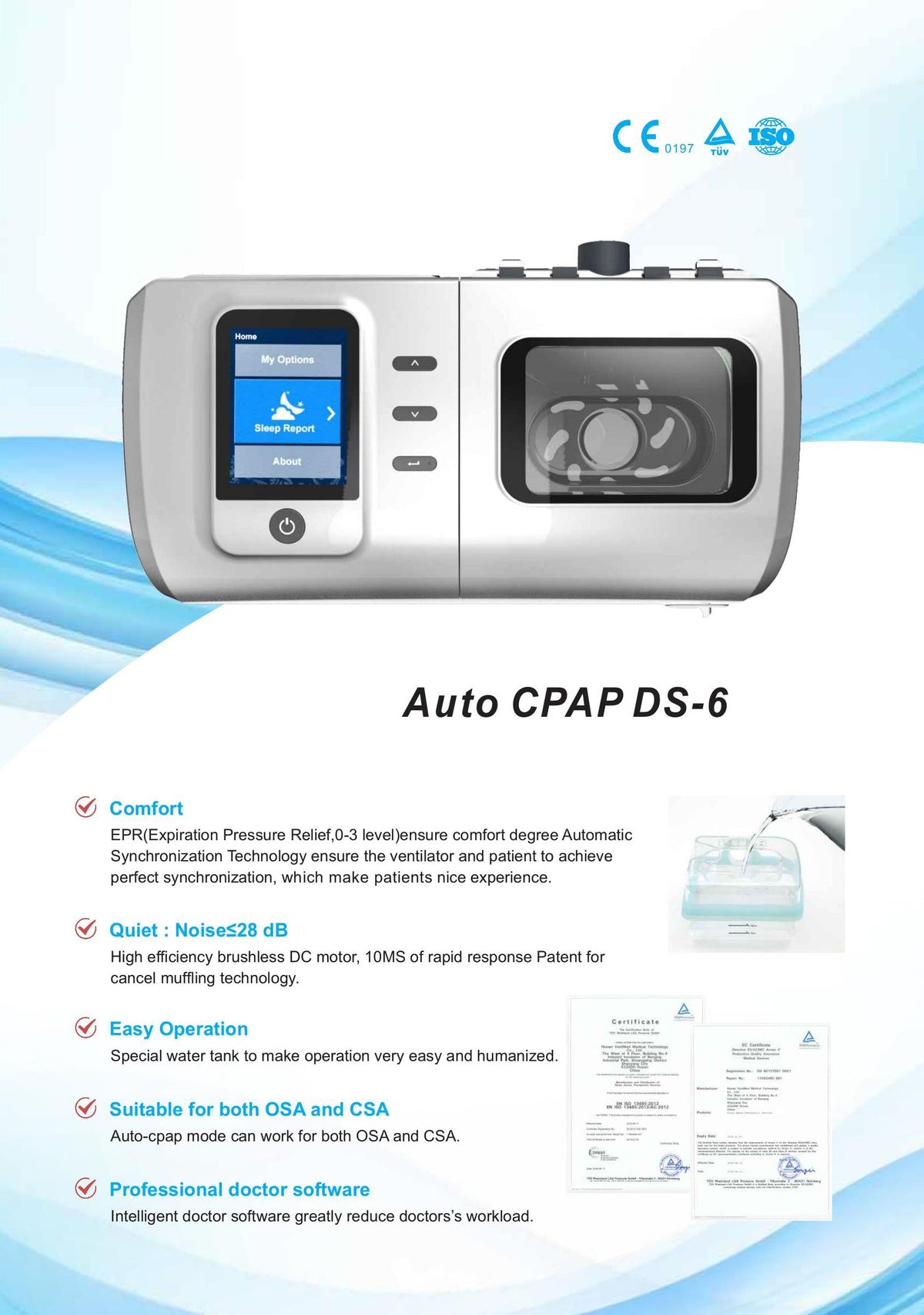 Auto CPAP Machine Sleep Apnea Therapeutic Devices Household Portable Travel CPAP With Nasal Mask