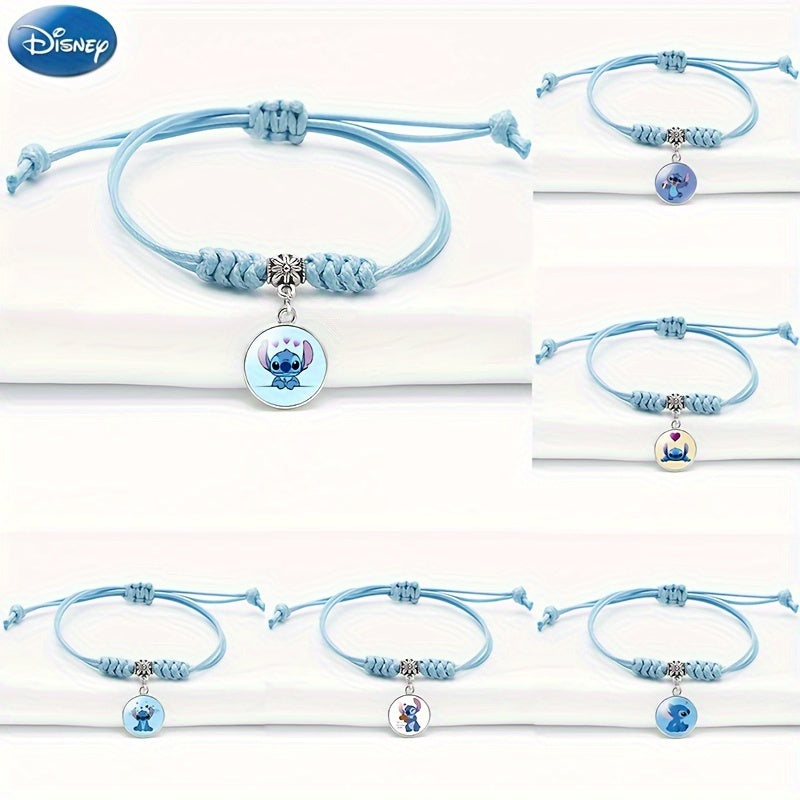 Exquisite Disney Stitch Series Leather Bracelet with Braided Rope Chain Design - Cyprus
