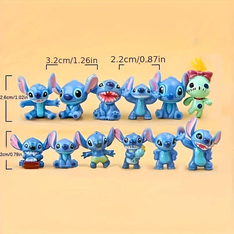 12pcs Charming Stitch Anime Mini Action Figures - Enchanting Party Decor and Christmas Gifts - Cyprus