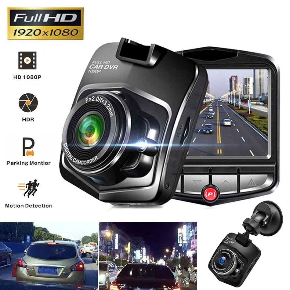 Universal Car Dash Cam 1080P Car DVR Driving Recorder 2.2" LCD Screen Loop Recording 24H Parking Monitoring Motion Detection