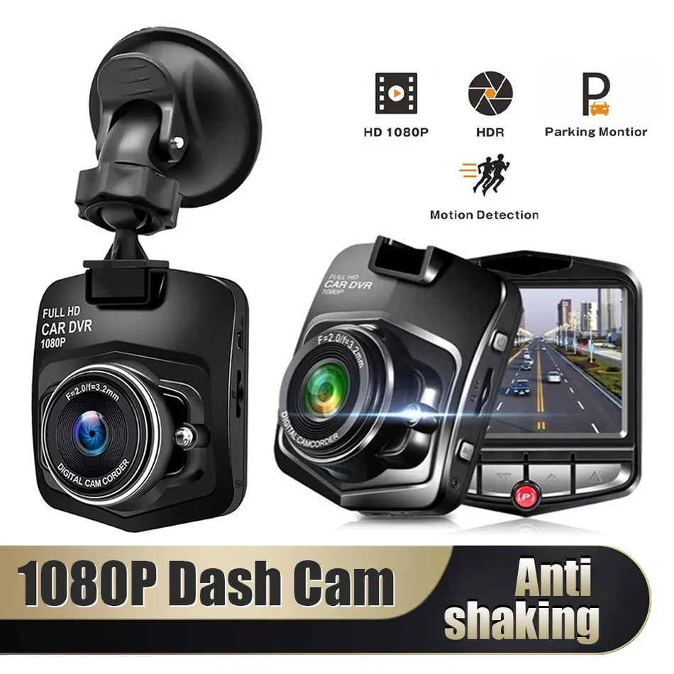 Universal Car Dash Cam 1080P Car DVR Driving Recorder 2.2" LCD Screen Loop Recording 24H Parking Monitoring Motion Detection