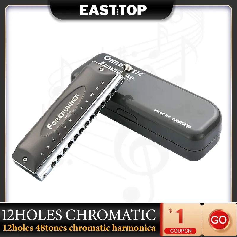 EASTTOP Harmonica Music Instruments Key of C 12 Holes 48 Tones Chromatic Instrumentos Musicales Chromatic Competitive 1248NV