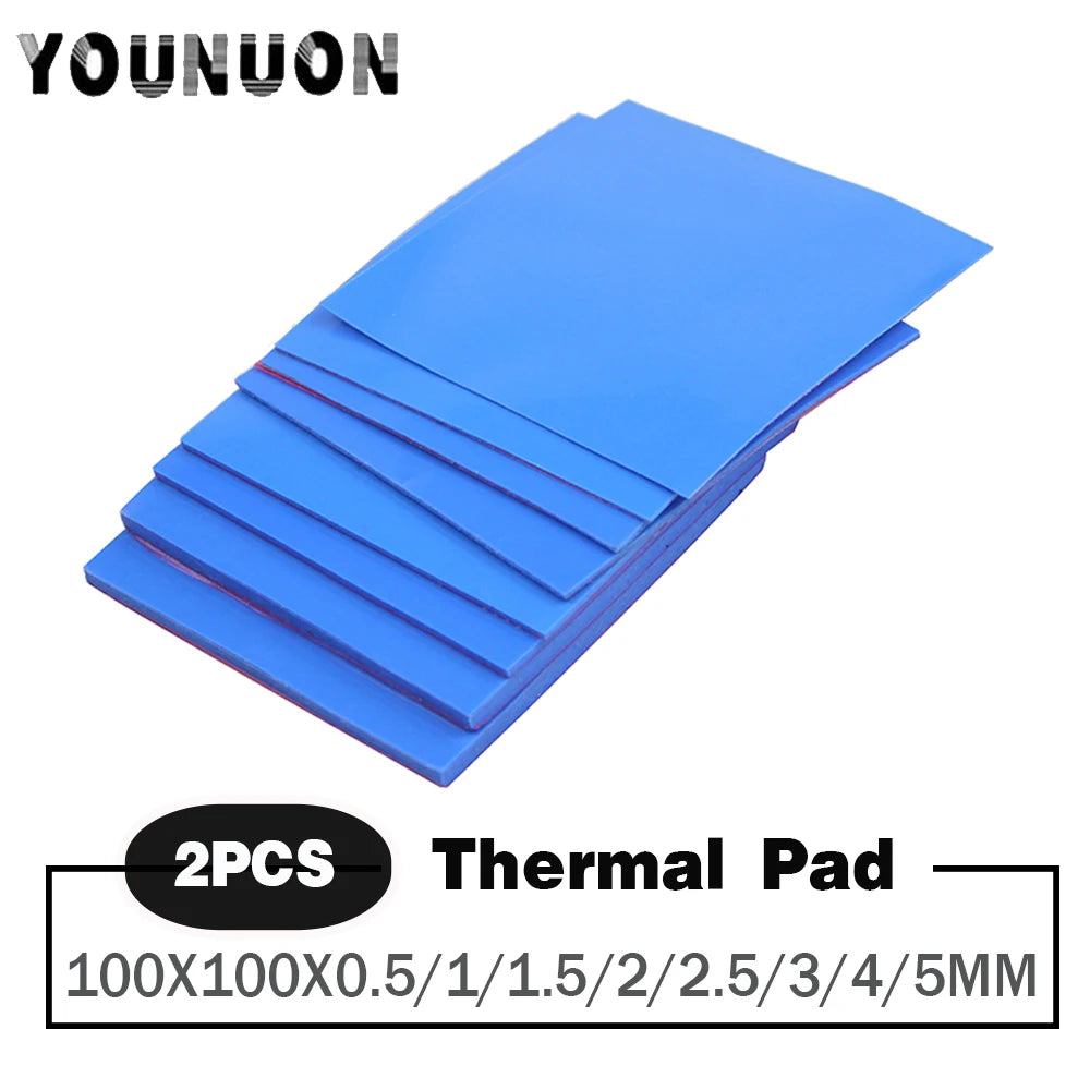 5 Pz Termo Pad In Silicone 100x100x1.5mm - Cuscinetti Termoconduttivi Per CPU, GPU, Dissipatori, LED - Conducibilità 1.5 W/m-k