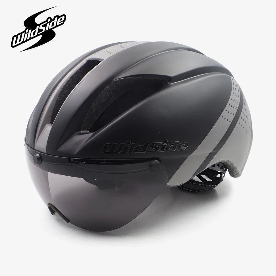 Wildside Aero Bicycle Helmet TimeTrial 3 len Cycling Helmet Magnetic Buckle Riding Helmet goggle Bike Helmet Road Casco Ciclismo