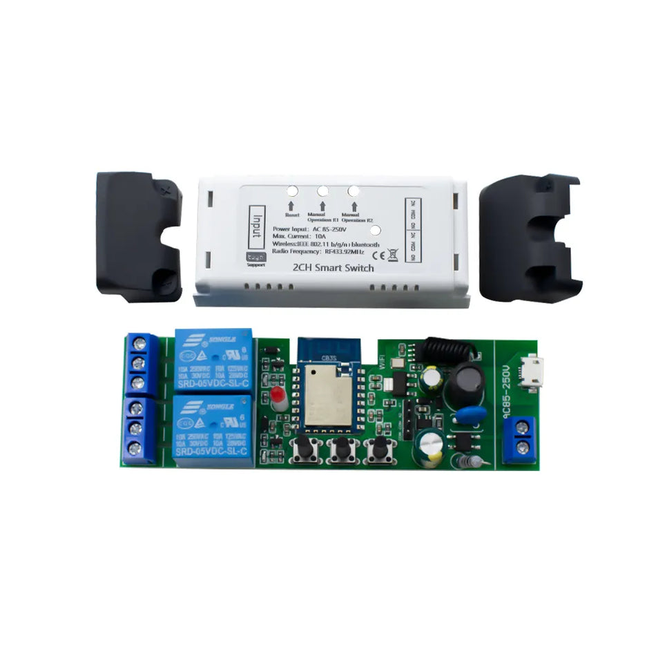 Wifi Smart Switch 12V 24V 110V 220V 85-250V 2CH Relay Module RF 433 Remote Control Work With Alexa Google Home Tuya SmartLife