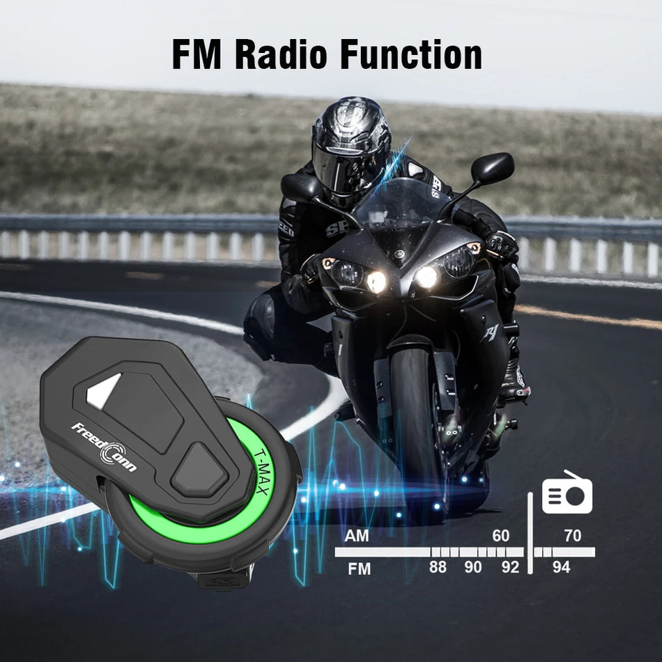🟠 FreedConn T MAX M Motorcycle Helmet Intercom Waterproof Buletooth 5.0 Music Headset Motorbike FM Headphone 2 in 1 Earphone