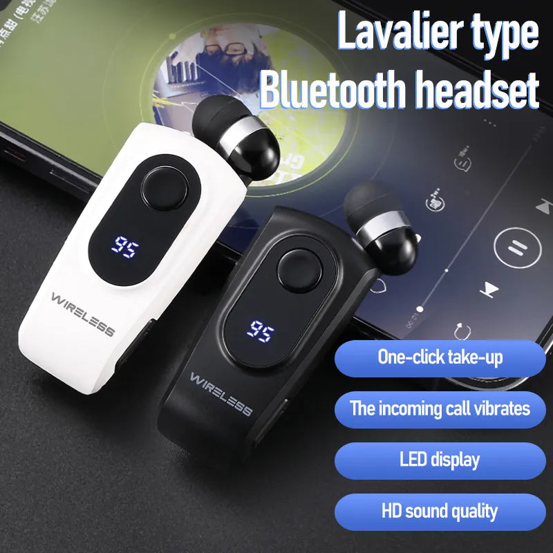 🟠 Wireless Bluetooth Headset Clip Ears In Lotus With Wire Headphone Retractable Wire Stereo Handsfree Earbuds Ear Blues For Phone