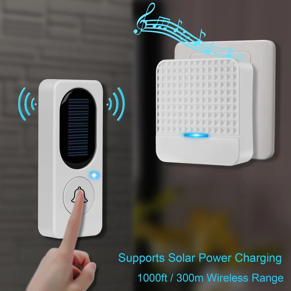 🟠 Cerhot Solar Doorbell Waterproof Wireless Electronic Smart Doorbell Receiver Transmitter Kinetic Energy Old Man Pager Guards