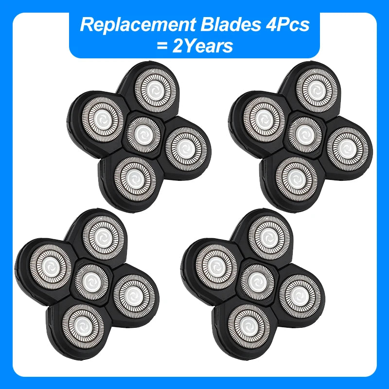 🟠 1/2/3/4 Pcs Men 5 Blade Razor Replacement Shaving Heads for Alternate Floating Washable Electric 5D Shavers Trimmers Kit Cutter