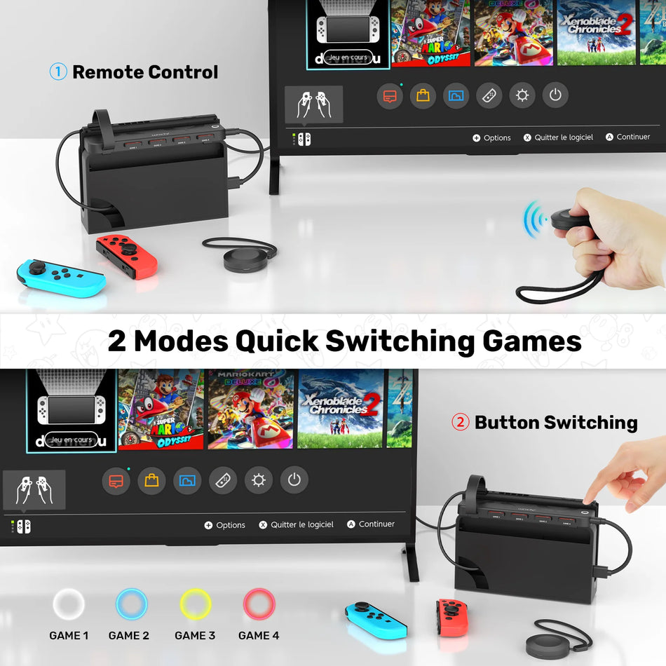 Unitek NS Game Switcher with Remote Control for Nintendo Switch OLED Gaming Card Reader Quickly One-key Switching ns Accessories