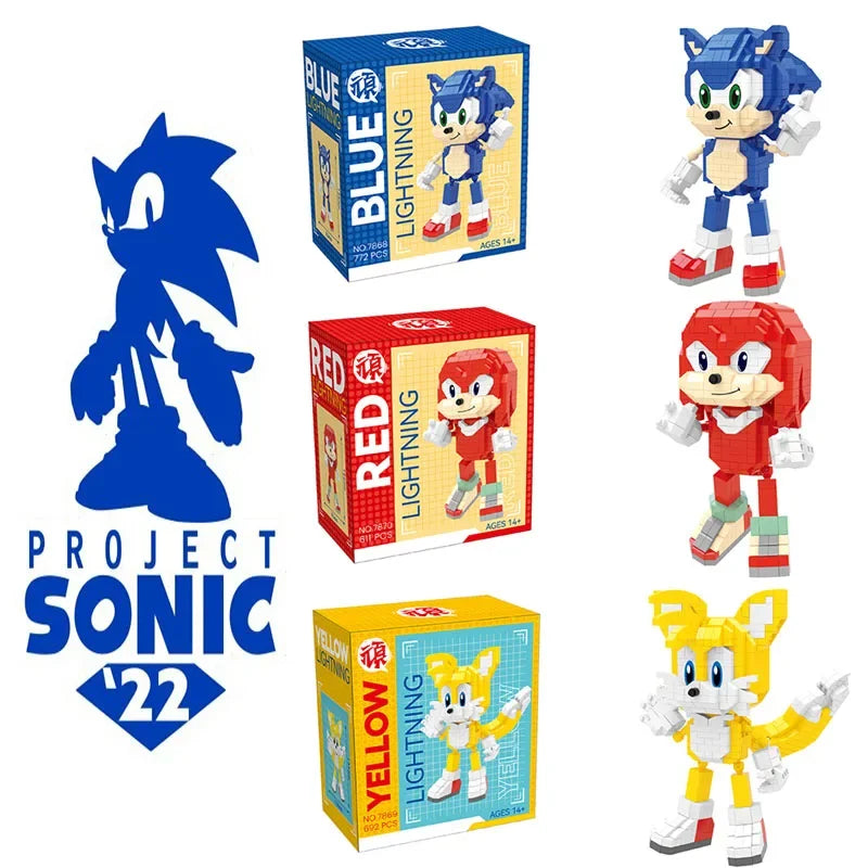 🟠 Anime Sonic The Hedgehog Building Blocks Action Figure Cartoon Sonic Toy Bricks Assemble Educational Kids Toys Birthday Gifts