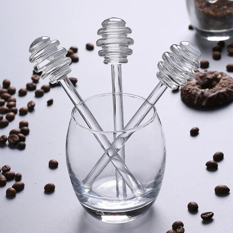 Glass Honey Dipper Sticks Jam Sauce Spoon Mixing Stick Clear Coffee Milk Tea Stirring Bar Kitchen Supplies Cooking Tools 15CM