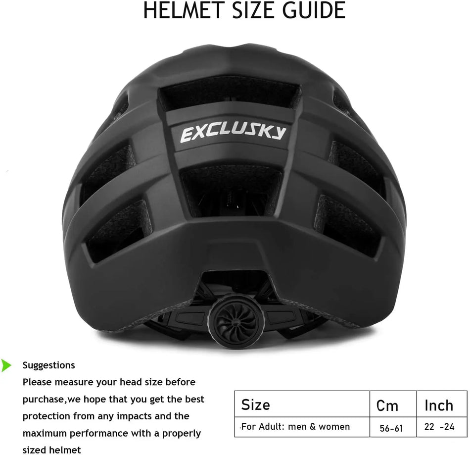 Exclusky Adult MTB Cycling Helmet Adjustable Lightweight Safety Road Mountain Men Women Bike Helmet