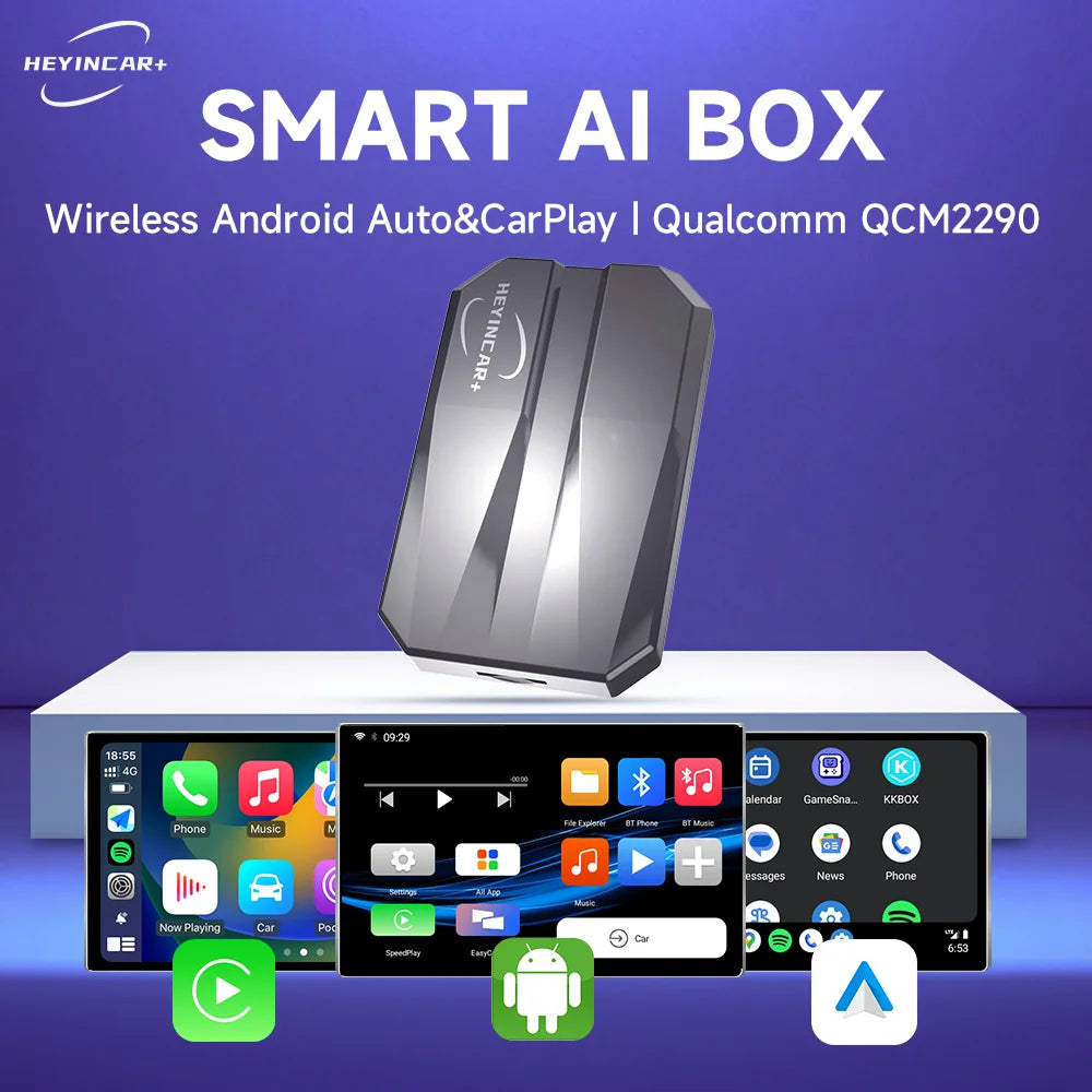 HEYINCAR Smart AI Box Plus for Wireless CarPlay & Android Auto