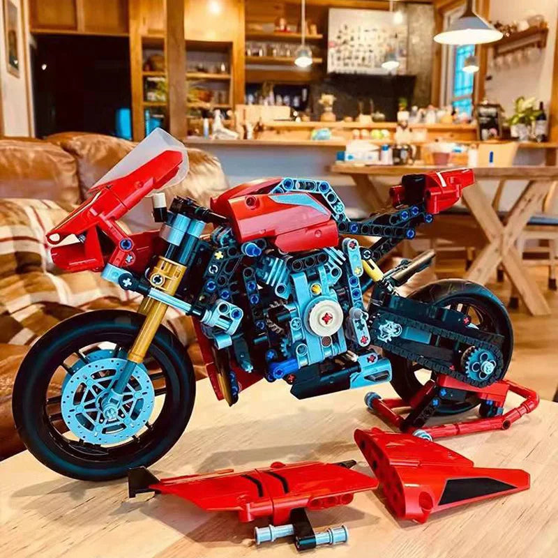 🟠 Technical Motorcycle Ducatis Racing Car Building Blocks 42107 IDEAS Model Motorbike Vehicle Bricks Toys for Kids Christmas Gifts