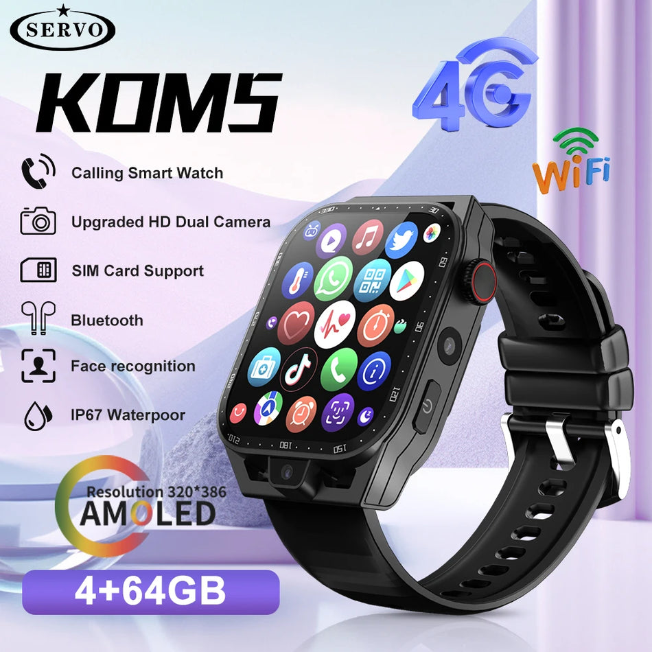 4G+64G Smartwatch for Men Women Google Play Store GPS Bluetooth WIFI  Android with SIM Card Slot APP KOM5 Luxurious Watch Sports