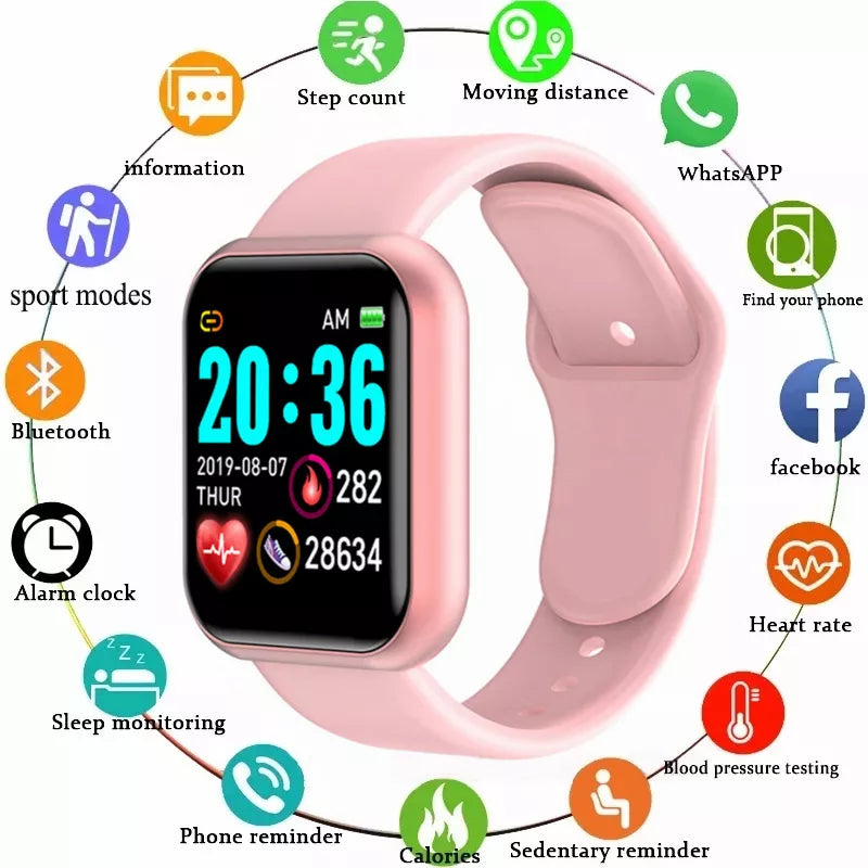 🟠 Multifunctional Smart Watch Men Women Bluetooth Connected Phone Music Fitness Sports Bracelet Sleep Monitor Y68 Smartwatch D20