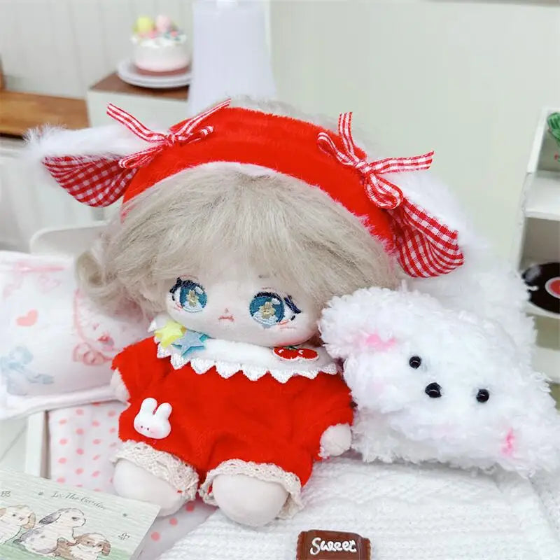 10cm Cute Sweet Cherry Red Set Plush Doll Kawaii Stuffed Soft Idol Cotton Doll DIY Clothes Accessory for Girls Kids Fans Gifts