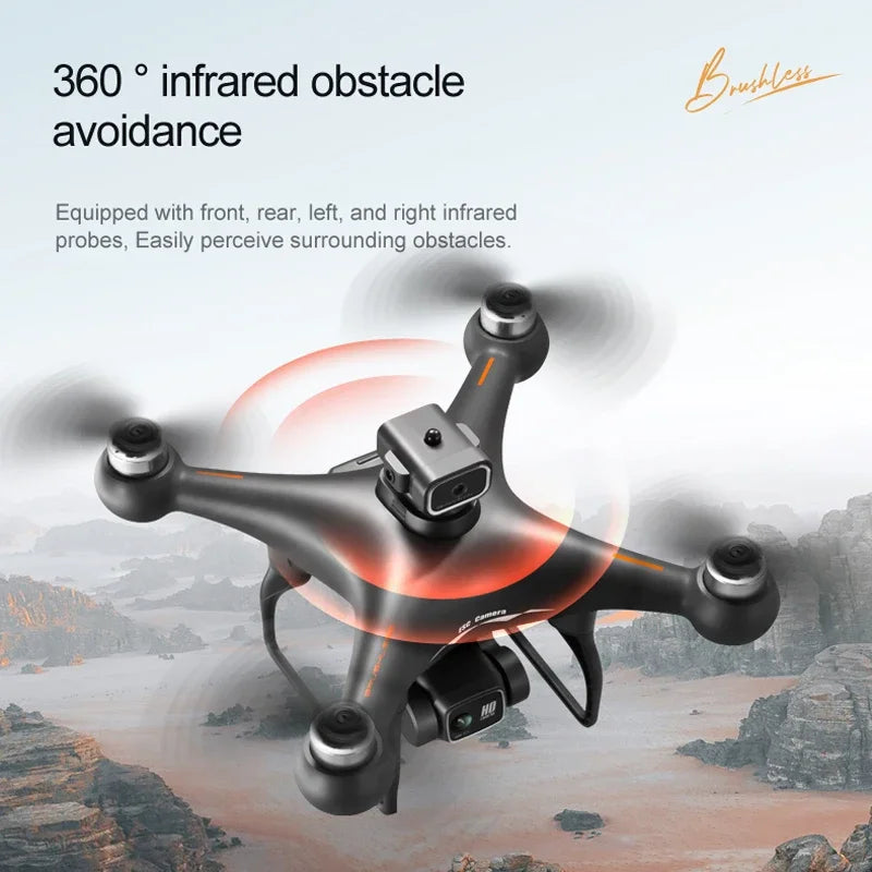 🟠 TOSR S116 Drone Profissional Quadcopter Obstacle Avoidance 4K HD Dual Camera Optical Flow Brushless Motor Dron Helicopter Toys