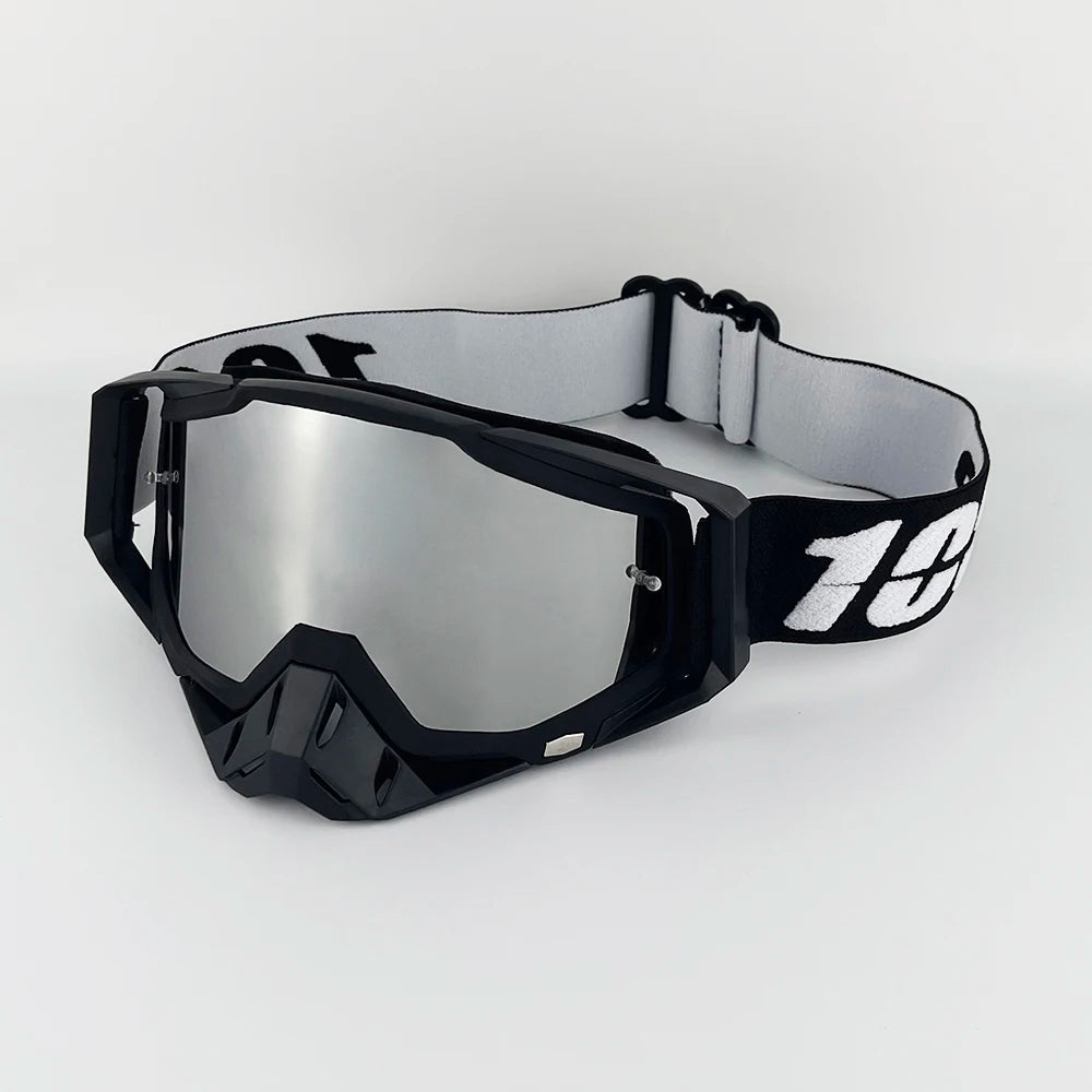 Lunettes De Moto/Motocross BOLLFO – Masque Détachable Anti UV400 – Noir/Blanc