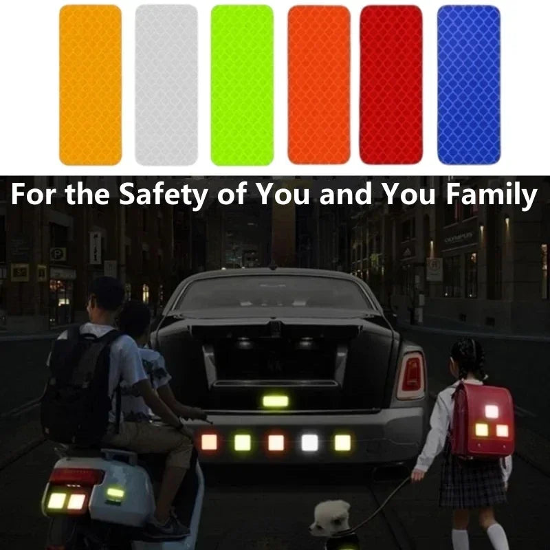 10PCS Car Bumper Reflective Stickers Reflective Warning Strip Tape Secure Reflector Stickers Decals Exterior Motorcycle Sticker