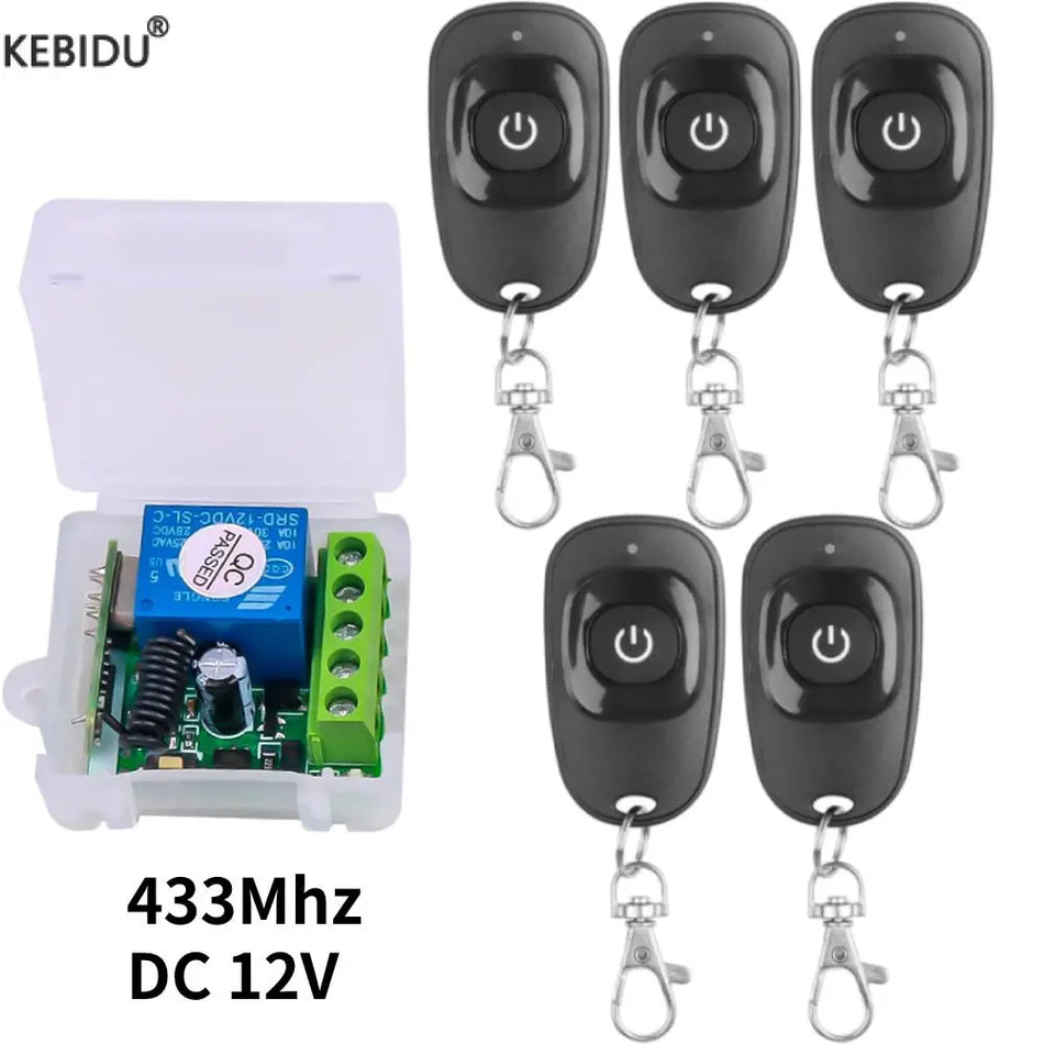 🟠 433Mhz Universal Wireless Remote Control Switch DC 12V 1CH Relay Receiver Module RF Transmitter Learning Button Remote Control / one pair