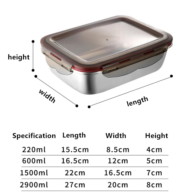 🟠 304 Stainless Steel Food Lunch Bento Box Sealed Leakproof Travel Storage Box Household Pickle Box Microwave Heating Lunchboxs