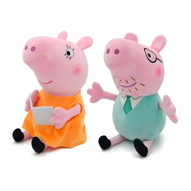 🟠 30cm Peppa Pig George Plush Stuffed PP Cotton New Clothing Doll Pig Mom And Dad Model Toys Anime Figure Child Birthday Gifts