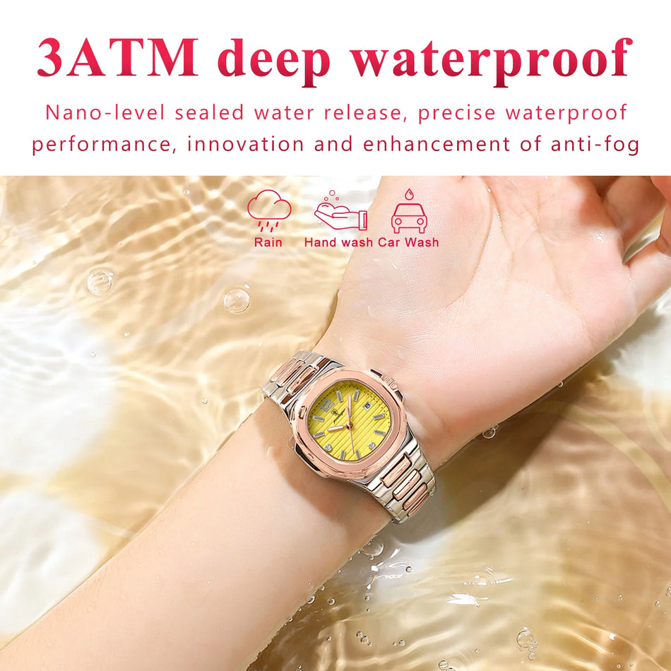 🟠 POEDAGAR Luxury Watch For Woman Square Ladies Quartz Watch Luminous Waterproof Date Women's Watches Dress Female Clock reloj+box