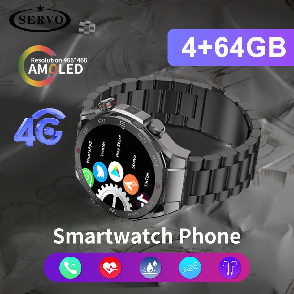 4G 64G Smart Watch Men Women Google Play Store SIM Card KOM9 Waterproof Sports Bluetooth Android Phone HD Camera Music Call 2024