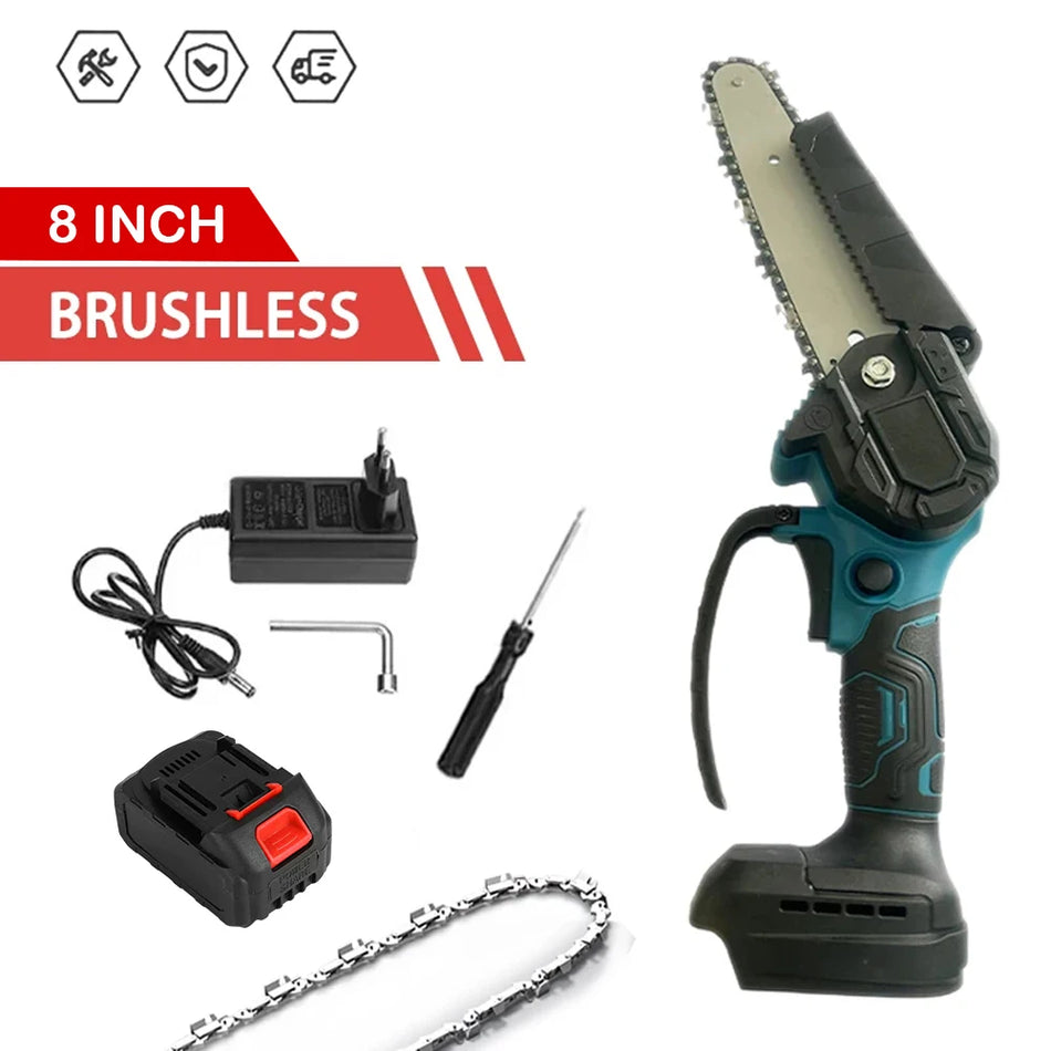 🟠 8 Inch Brushless Chain Saw Cordless Handheld Pruning Saw Woodworking Electric Saw Cutting Tool Replacement Fit Makita 20VBattery