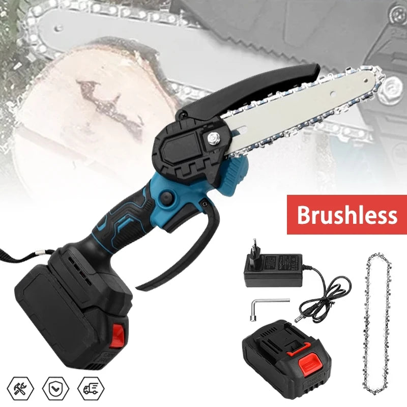 🟠 6 Inch Brushless Chain Saw Cordless Handheld Pruning Saw Woodworking Electric Saw Cutting Tool Replacement For Makita  Battery