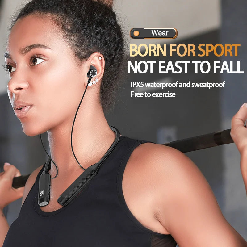🟠 TWS Super Power Wireless Headphones Bluetooth Earphones Neckband Magnetic Earbuds LED Display Sports Headset Stereo With Mic