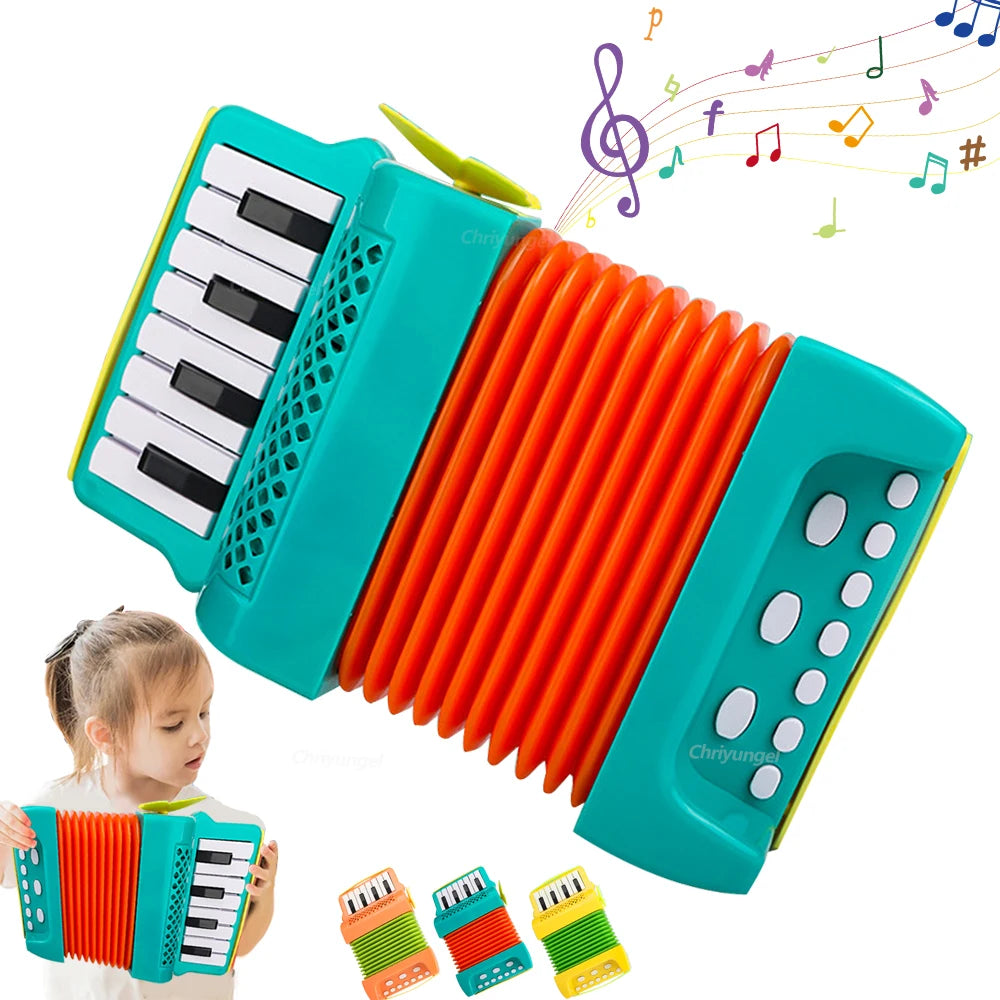 FUNOMOCYA Fisarmonica In ABS Per Bambini – Strumento Musicale Educativo, Giocattolo Introduttivo, Nero, Dimensioni 17.5x16.8x10 Cm