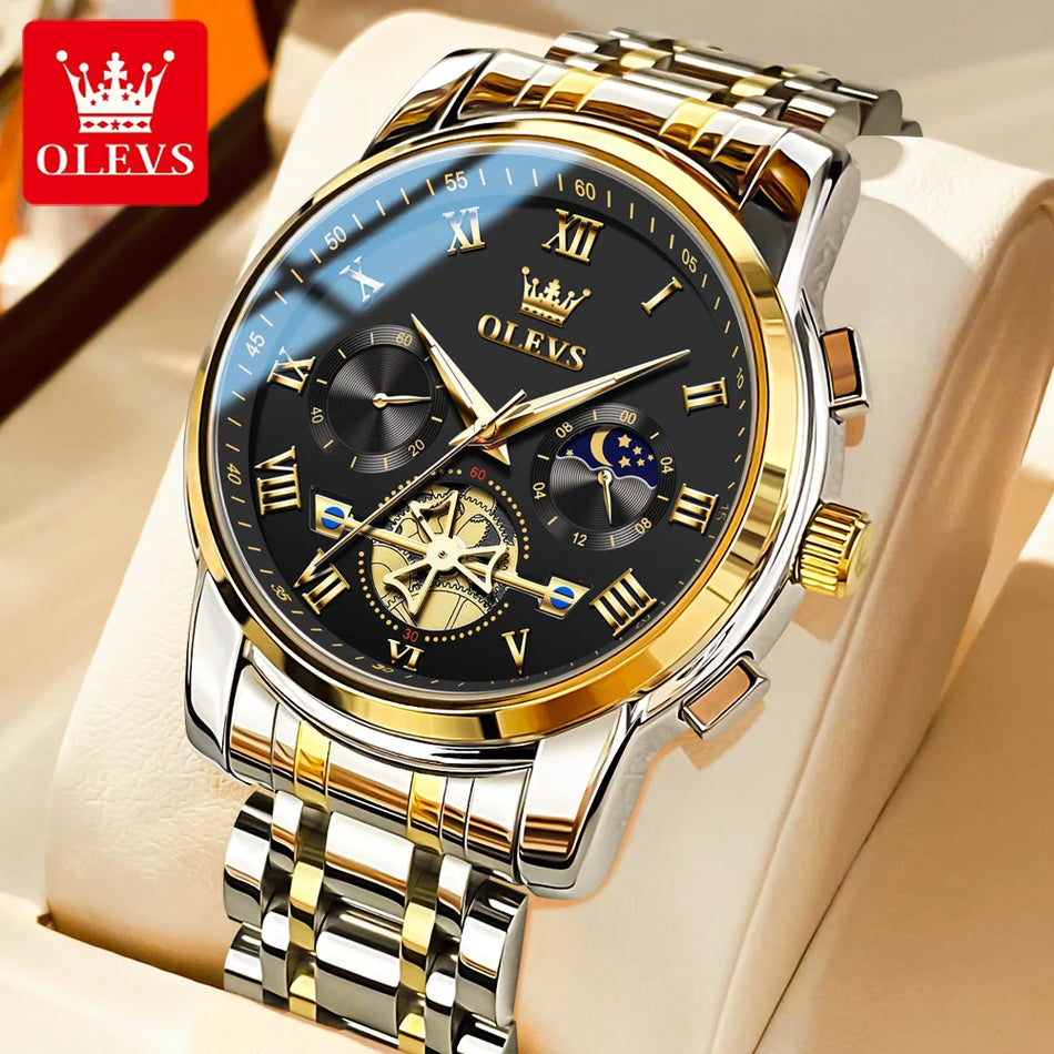🟠 OLEVS Top Brand Men's Watches Classic Roman Scale Dial Luxury Wrist Watch for Man Original Quartz Waterproof Luminous Male reloj