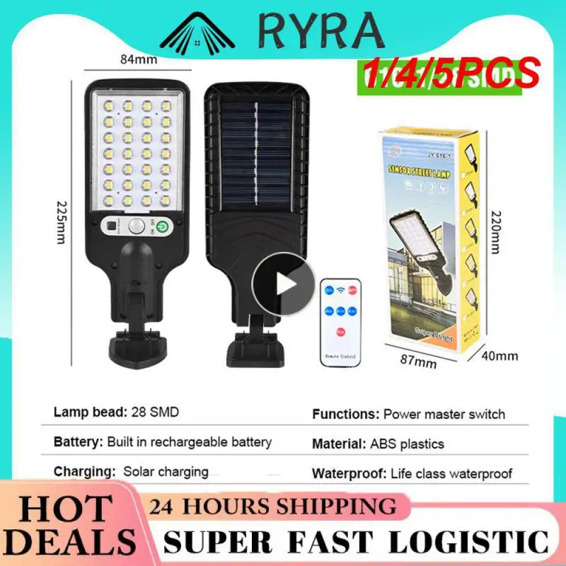 🟠 1/4/5PCS Solar Street Lights Outdoor 117COB 8 Pack Solar Lamp With 3 Light Mode Waterproof Motion Sensor Security Lighting for