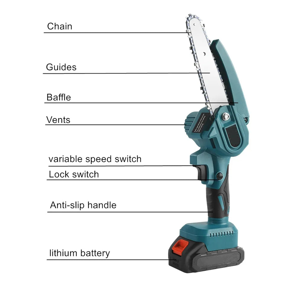 🟠 6 Inch Brushless Cordless Mini Electric Pruning Saw Electric Saw Handheld ChainSaw Woodworking Cutting Tool Garden Tool