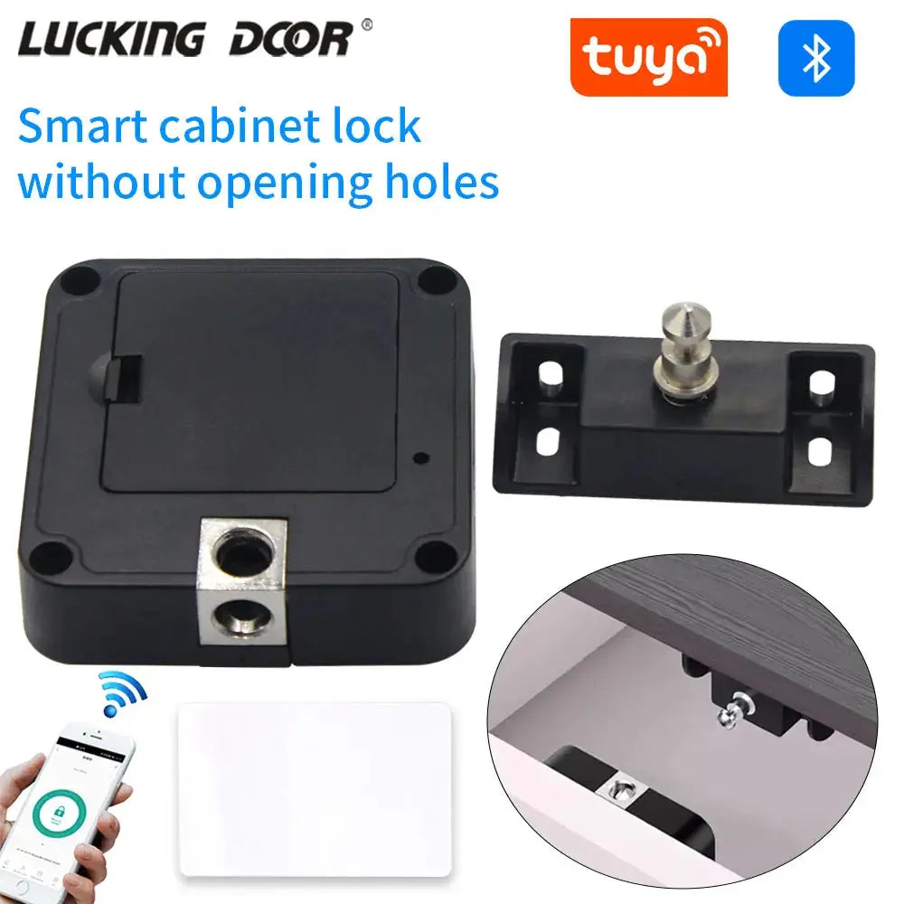 Stylish Biometric Fingerprint Cabinet Lock – Keyless Smart Lock With Bluetooth For Tuya, 20-Fingerprint Capacity, Black