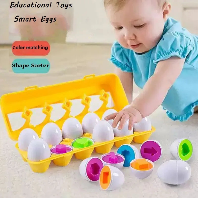 Juego De 12 Huevos Montessori – Aprende Formas Y Colores, Clasificación Para Niños, Regalo De Pascua