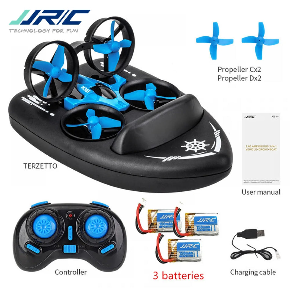 JJRC H36F RC Drone 2.4G 3 In 1 Vehicle Flying Drone Sea Land Air Driving Boat 4CH Mini Drone Model Toys Boys Christmas Gifts