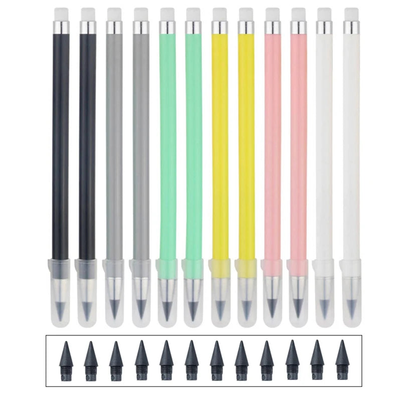 12 Color Pencil Set Cute Drawing Pencil Refill Unlimited Writing Pencils Eternal Erasable Pencil Pens for School Art Supplies