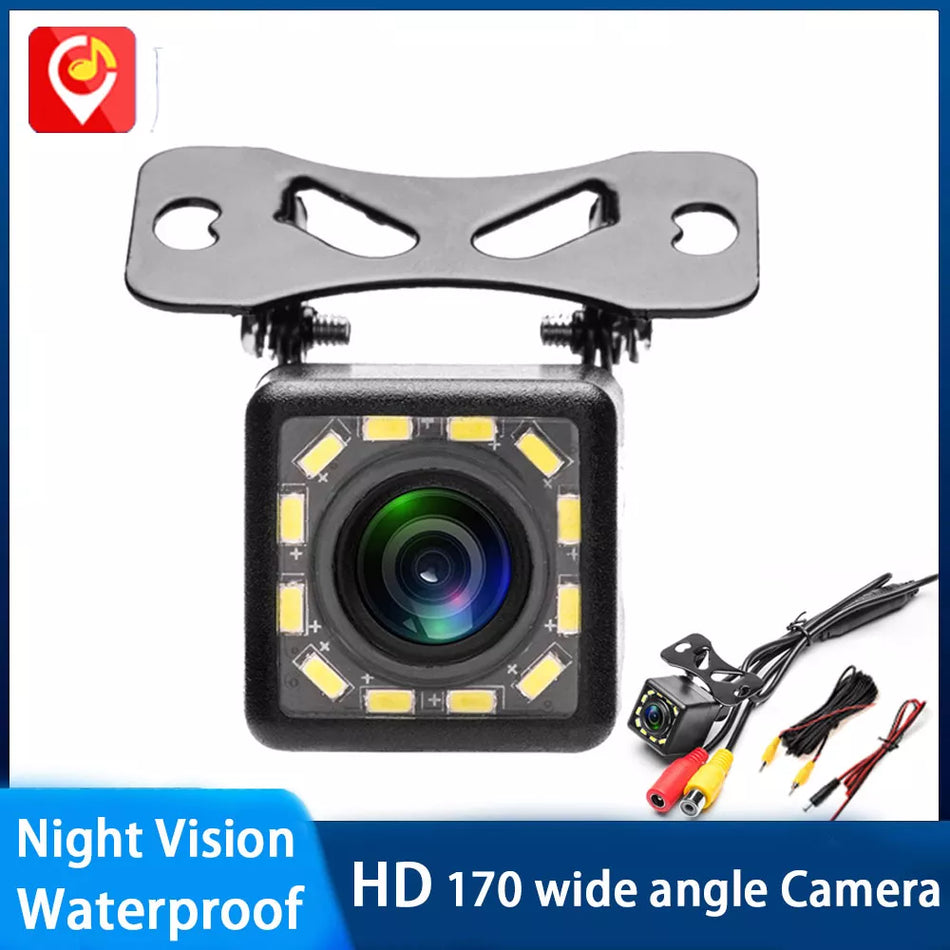 JUSTNAVI Universal Car Rear View Camera Night Vision Backup Parking Aid Reverse Camera Waterproof 170 Wide Angle HD Color Image
