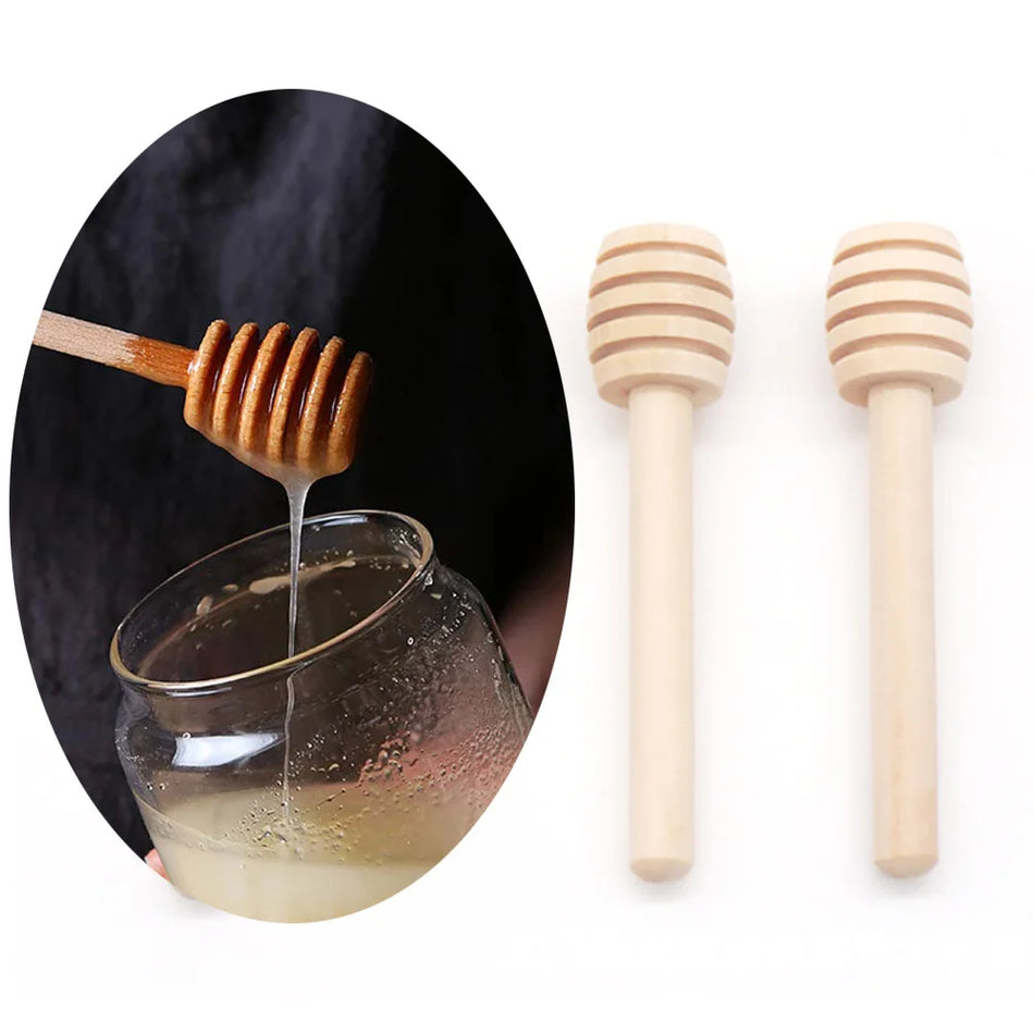 Honey Stir Bar Mixing Handle Jar Spoon Natural Wooden 10/30/50Pcs Honey Dipper Wooden Stick Honey Spoons Kitchen tools