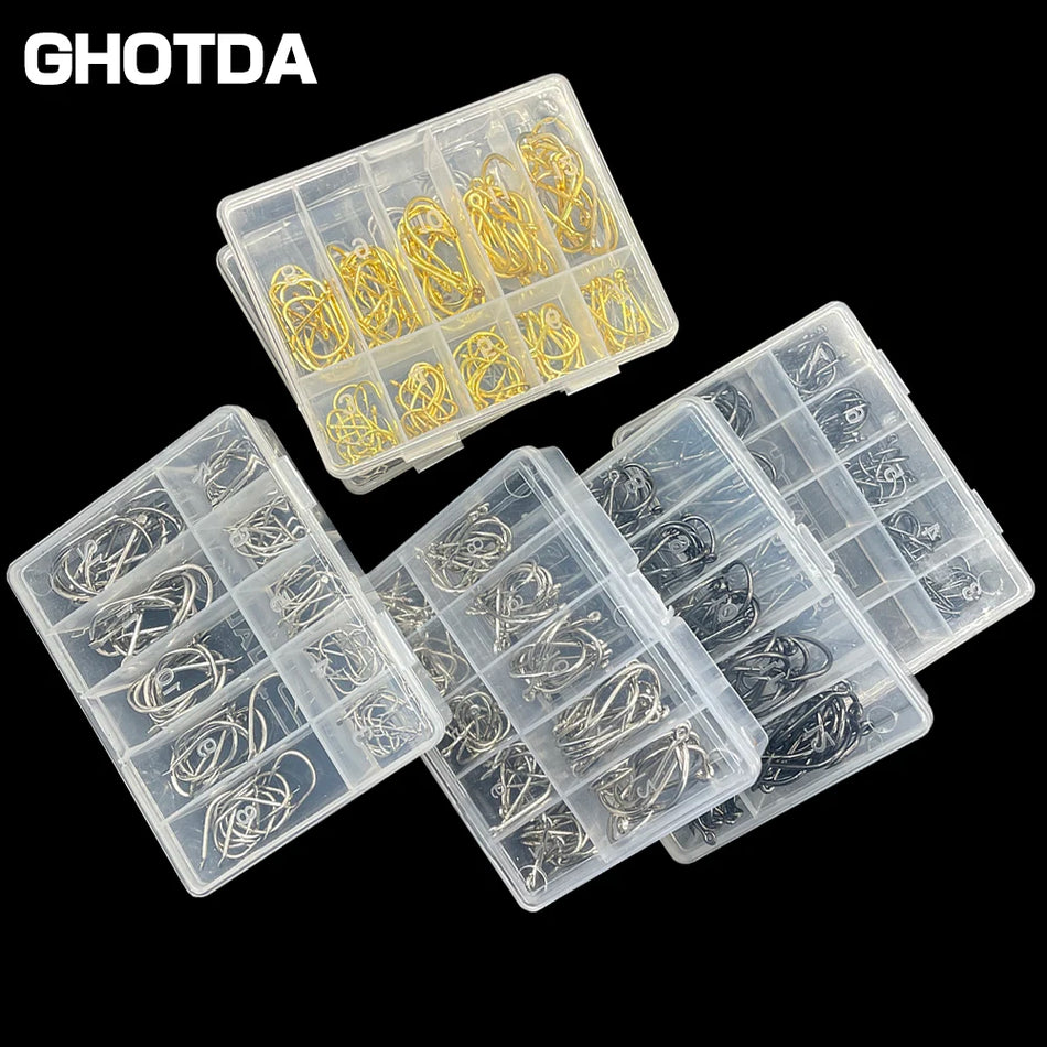 🟠 100pcs High Carbon Steel High Hardness Fishing Hook Fly Fishing Tools Fishing Tackle 3# 4# 5# 6# 7# 8# 9# 10# 11# 12#