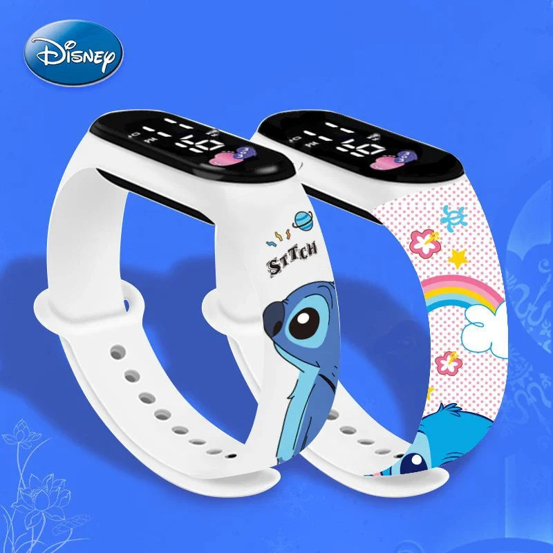 🟠 Disney Digital Kids' Watches Anime Figures Stitch LED Luminous Watch Touch Waterproof Electronic Sports Watch Kids Birthday Gift