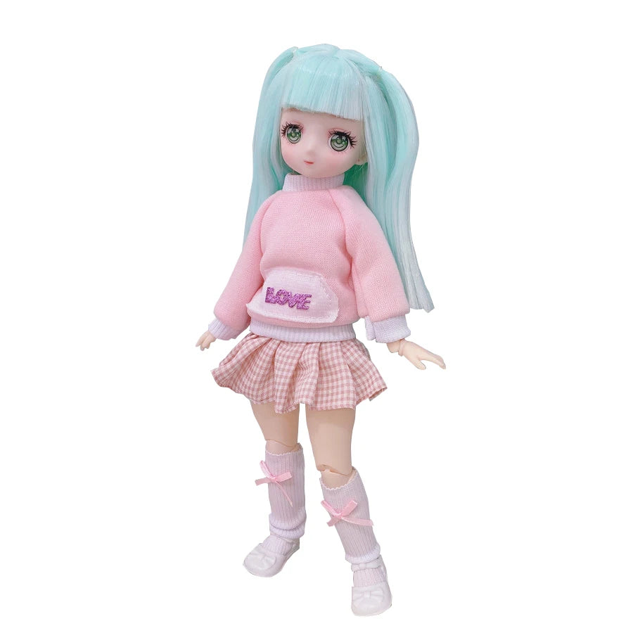 1/6 Bjd Anime Dolls For kids Girls 6 to 9 Years and 7 to 10 Years Ball-jointed Comic Face Doll 30cm with Dresses Toy for Girls