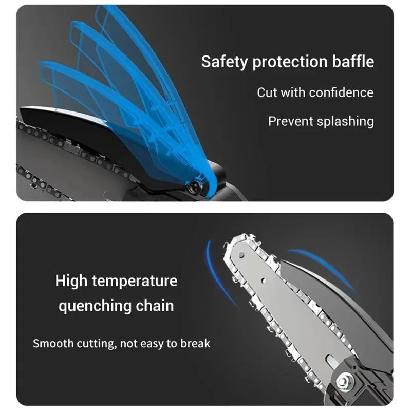 🟠 6 Inch Electric Chain Saw Handheld Portable Chainsaw Tree Wood Cutter Pruning Garden Power Tool Compatible 20V Makita Battery