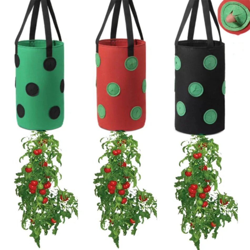 🟠 Multi-Function 13 Holes Felt Hanging Tomato Grow Bag Planter Strawberry Vegetable Flower Plant Grow Bags Garden Plant Pot