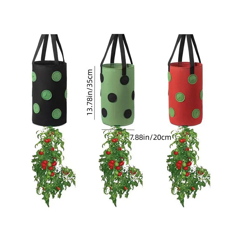 🟠 Multi-Function 13 Holes Felt Hanging Tomato Grow Bag Planter Strawberry Vegetable Flower Plant Grow Bags Garden Plant Pot